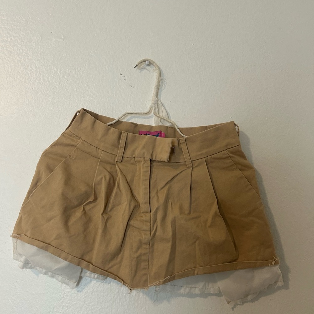 Women's Tan Skirt with Sheer Hem